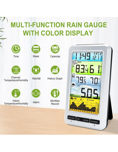 Pluviómetro Inalámbrico Urageuxy WS0207 con Termómetro