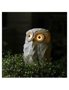 Escultura de Búho de Resina Solar Impermeable para Jardín