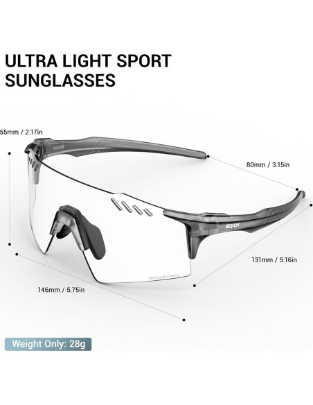 Gafas de Ciclismo SCVCN Fotoquímicas UV400 TR90 Gris