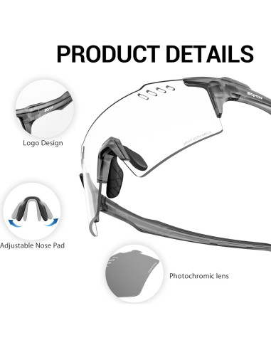 Gafas de Ciclismo SCVCN Fotoquímicas UV400 TR90 Gris