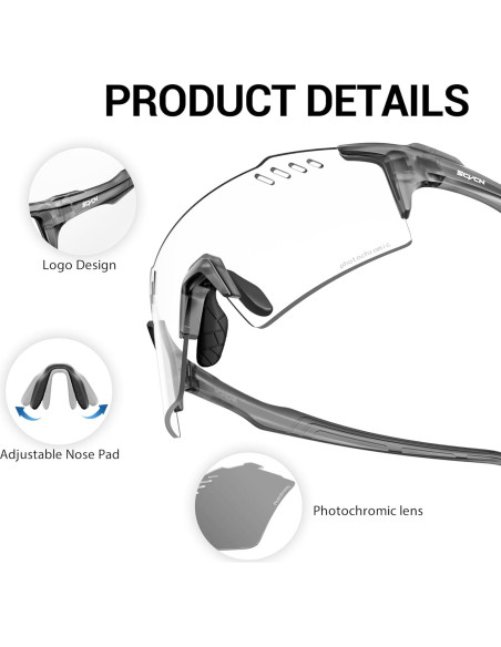 Gafas de Ciclismo SCVCN Fotoquímicas UV400 TR90 Gris