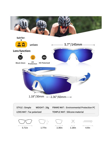Gafas de sol deportivas Rosemal UV400 TR90 polarizadas