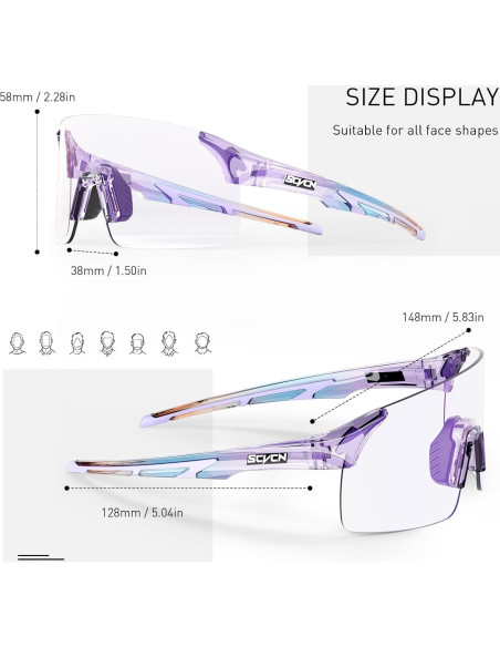Gafas de Ciclismo SCVCN Fotocromáticas UV400 Sin Marco