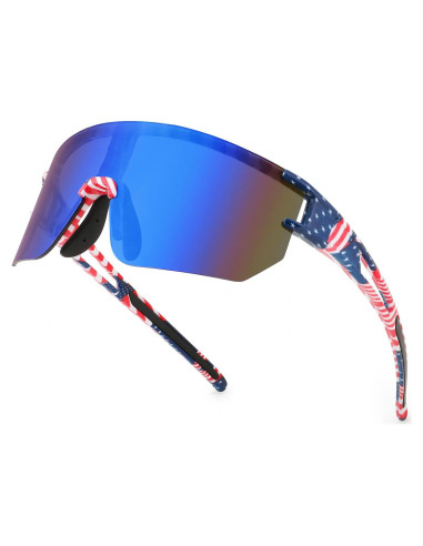 Gafas de Ciclismo WANWAN UV400 Lentes Espejados Azul