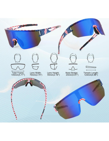 Gafas de Ciclismo WANWAN UV400 Lentes Espejados Azul