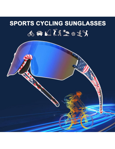 Gafas de Ciclismo WANWAN UV400 Lentes Espejados Azul