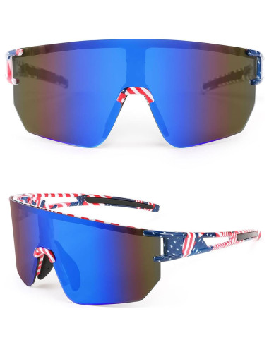 Gafas de Ciclismo WANWAN UV400 Lentes Espejados Azul