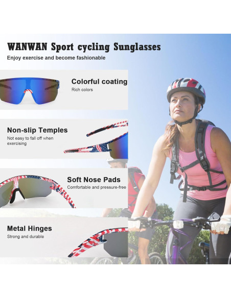 Gafas de Ciclismo WANWAN UV400 Lentes Espejados Azul