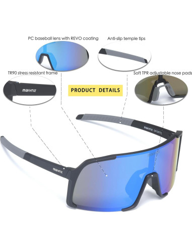 Gafas de béisbol Maivnz 882 UV400 para ciclismo y running