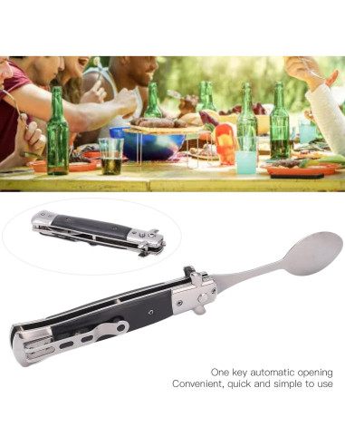 Cuchara Plegable de Acero Inoxidable JOROBURO con Mango de Madera