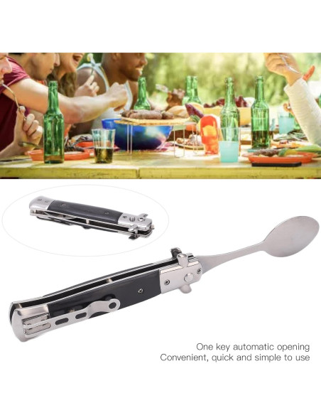 Cuchara Plegable de Acero Inoxidable JOROBURO con Mango de Madera