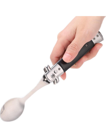 Cuchara Plegable de Acero Inoxidable JOROBURO con Mango de Madera