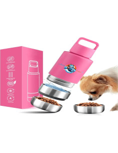 Comedero de Viaje 3-en-1 para Mascotas Ava - Acero Inoxidable 1.01L 2