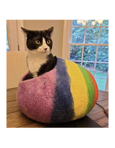 Cueva de Gato de Lana Ecológica Asterik Arcoíris 30x24cm