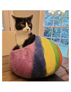 Cueva de Gato de Lana Ecológica Asterik Arcoíris 30x24cm 2