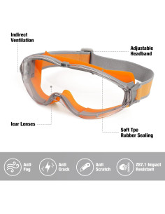 Gafas de Seguridad MELASA Naranjas Antiempañantes 2