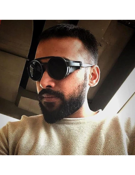 Gafas de sol steampunk polarizadas con escudo de cuero