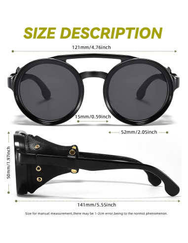 Gafas de sol steampunk polarizadas con escudo de cuero