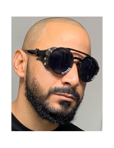 Gafas de sol steampunk polarizadas con escudo de cuero