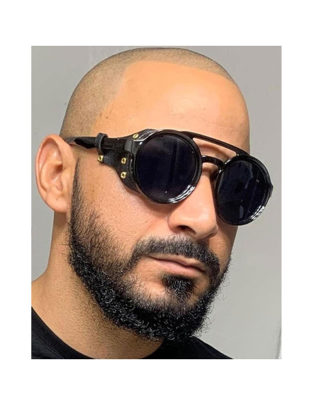 Gafas de sol steampunk polarizadas con escudo de cuero