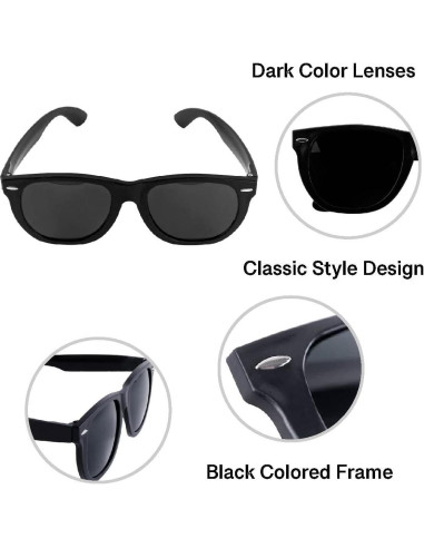 Gafas de sol retro negras Super Z Outlet para fiestas (12 pares)