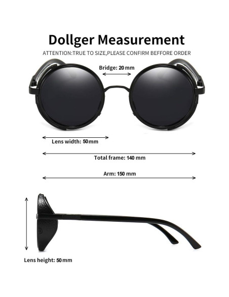 Gafas de Sol Steampunk Dollger Redondas UV400 con Marco Metal Gafas de Sol Steampunk Dollger Redondas UV400 con Marco Metal