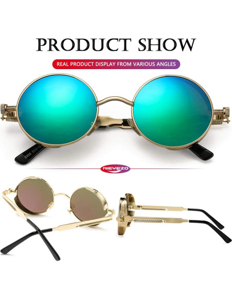 Gafas de sol redondas AIEYEZO Steampunk doradas 48mm UV