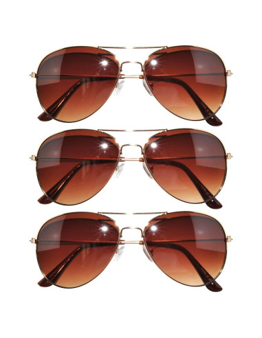 3 Pares Gafas de Sol Aviador OWL Lente Ámbar UV 50mm