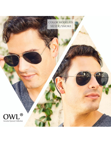 3 Pares Gafas de Sol Aviador OWL Lente Ámbar UV 50mm