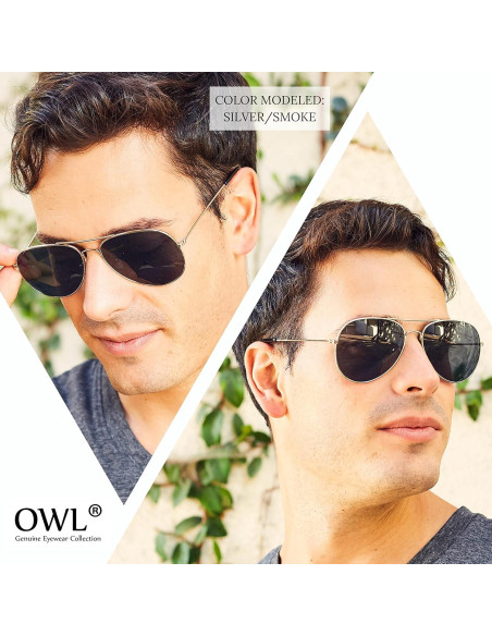 3 Pares Gafas de Sol Aviador OWL Lente Ámbar UV 50mm
