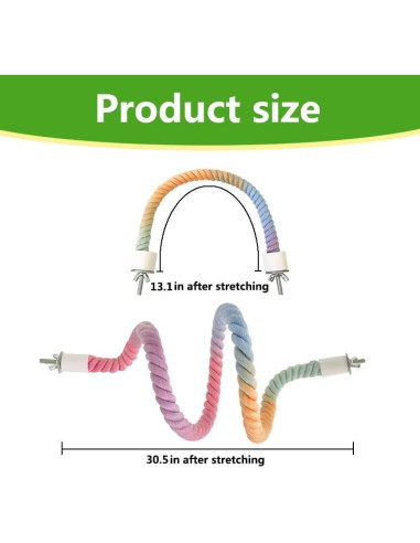 Perchas de Cuerda para Aves XINGLE 3 Pcs 33.4 y 77.5 cm