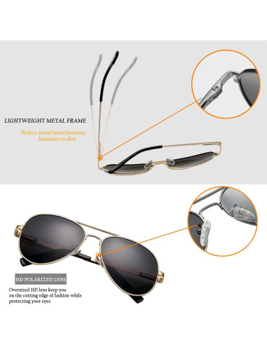 Gafas de sol aviador polarizadas HJSTES 58mm UV 100%