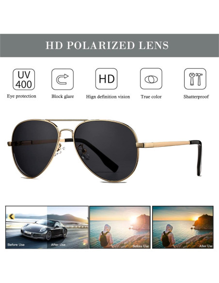 Gafas de sol aviador polarizadas HJSTES 58mm UV 100%