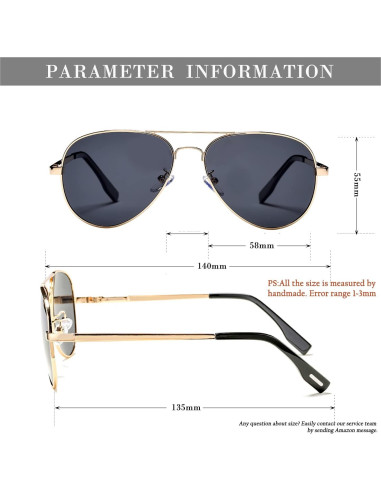 Gafas de sol aviador polarizadas HJSTES 58mm UV 100%