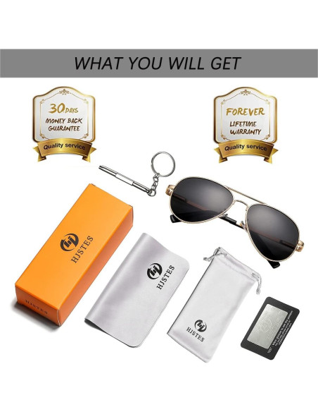 Gafas de sol aviador polarizadas HJSTES 58mm UV 100%