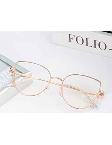 Gafas de Luz Azul GUDVUE Estilo Gato Rosa Dorado UV400