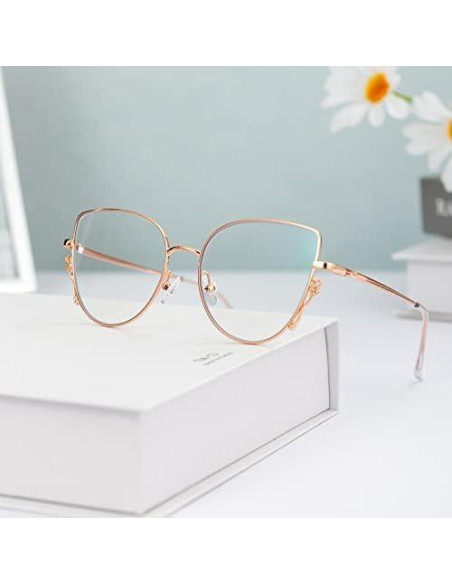 Gafas de Luz Azul GUDVUE Estilo Gato Rosa Dorado UV400