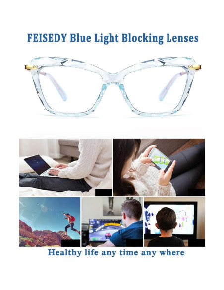 Gafas de Ojo de Gato FEISEDY con Bloqueo Luz Azul 55mm