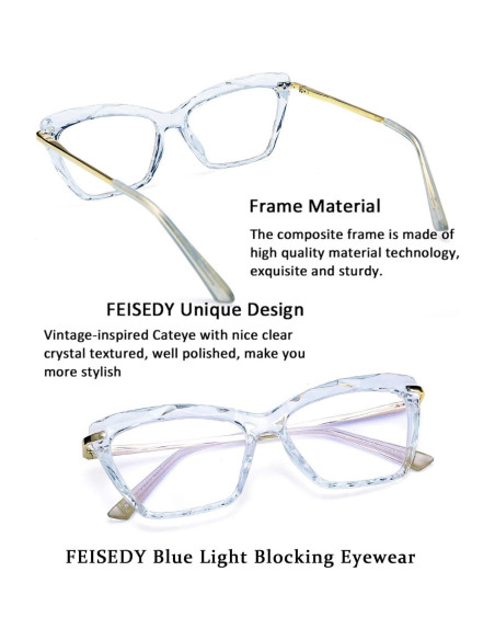 Gafas de Ojo de Gato FEISEDY con Bloqueo Luz Azul 55mm