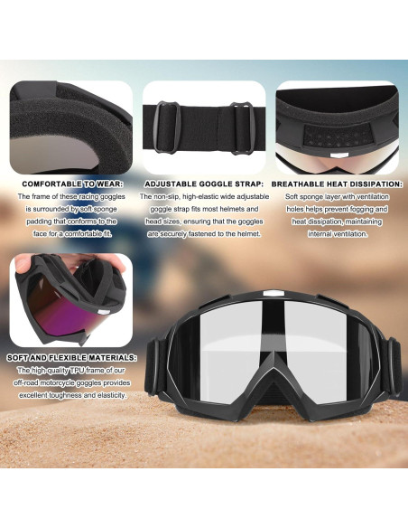 Gafas de Motocross 2 en 1 - ATV y Esquí - A prueba de Viento