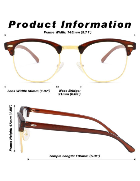 Gafas Retro COASION CA7014 Marrón/Dorado 50mm Lentes Claros Gafas Retro COASION CA7014 Marrón/Dorado 50mm Lentes Claros