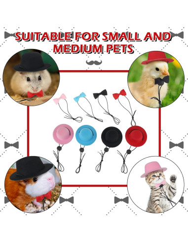 4 Conjuntos de Sombreros y Corbatas para Mascotas Xuniea