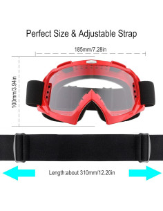 Gafas de Motocross X-TPSON Rojo Lente Clara Antiviento 2