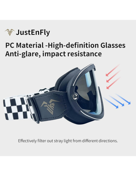 JustEnFly Gafas de Motocross Adulto OTG Anti-reflejo HD