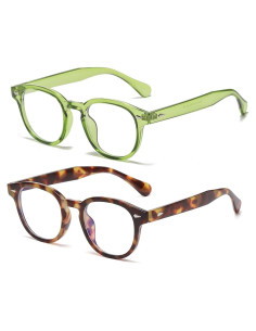 Gafas Retro Redondas NIDOVIX con Bloqueo Luz Azul - 2 Piezas
