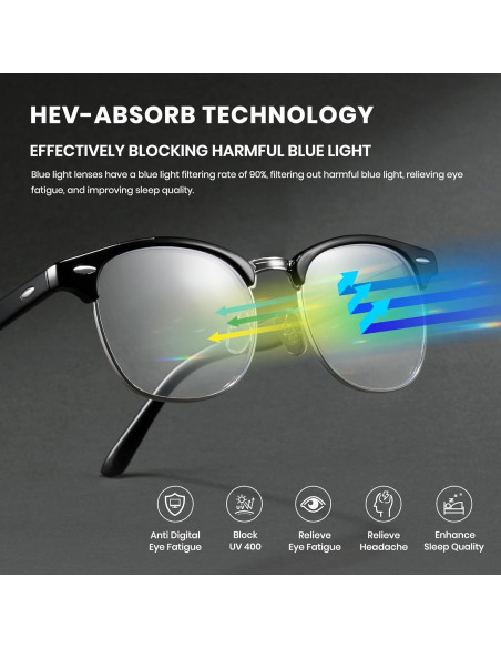 Gafas Anti Luz Azul Cyxus 8056T01 Marco Negro Plateado