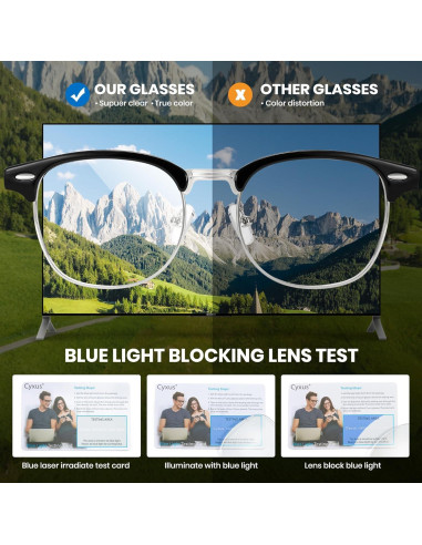 Gafas Anti Luz Azul Cyxus 8056T01 Marco Negro Plateado