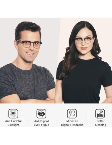 Gafas Anti Luz Azul Cyxus 8056T01 Marco Negro Plateado