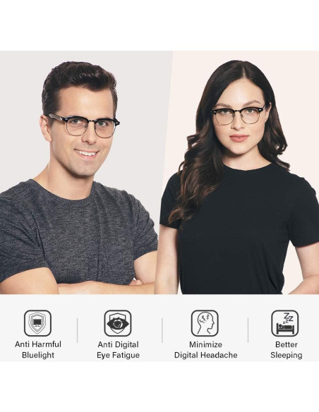 Gafas Anti Luz Azul Cyxus 8056T01 Marco Negro Plateado