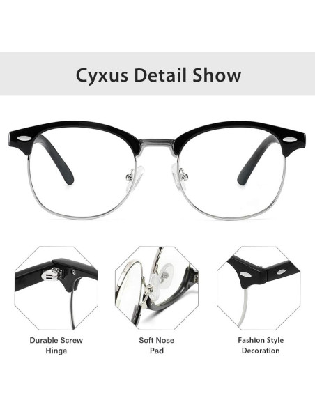 Gafas Anti Luz Azul Cyxus 8056T01 Marco Negro Plateado